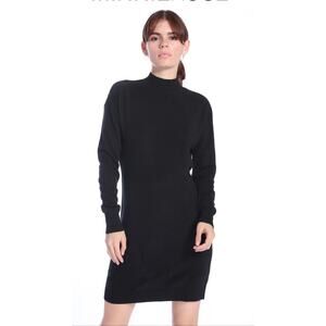 Minnie Rose Cashmere Mock Neck Mini Dress 83102-00 BLACK XS XSmall NEW NWT